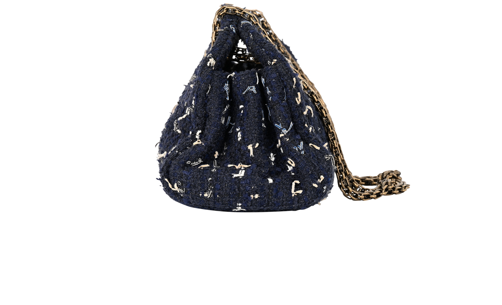 Tweed Mini Mademoiselle, &pound;1,100, Handbags, Navy, Fabric/Leather, Bottom view